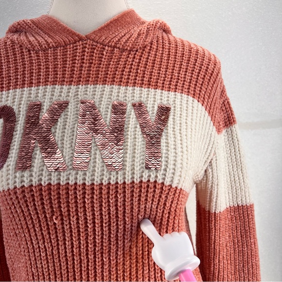 DKNY Girls Pink Sweatshirt Hoodie knit SIZE LARGE - Picture 5 of 17